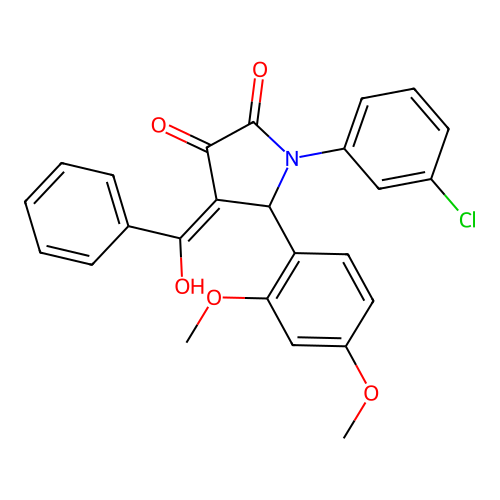 (4E)-1-(3-chlorophenyl)-5-(2,4-dimethoxyphenyl)-4-[hydroxy(phenyl)methylidene]pyrrolidine-2,3-dione structure