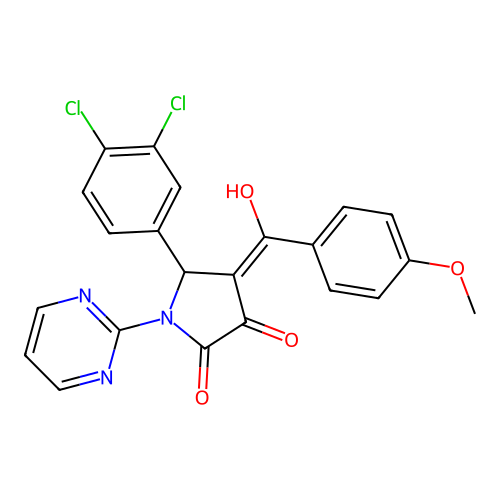 (4E)-5-(3,4-dichlorophenyl)-4-[hydroxy(4-methoxyphenyl)methylidene]-1-(pyrimidin-2-yl)pyrrolidine-2,3-dione structure