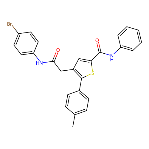 4-(2-((4-bromophenyl)amino)-2-oxoethyl)-N-phenyl-5-(p-tolyl)thiophene-2-carboxamide structure