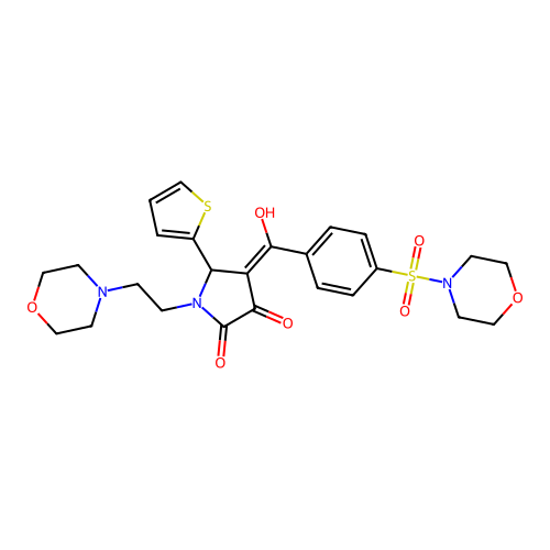 (4E)-4-[hydroxy-(4-morpholin-4-ylsulfonylphenyl)methylidene]-1-(2-morpholin-4-ylethyl)-5-thiophen-2-ylpyrrolidine-2,3-dione structure
