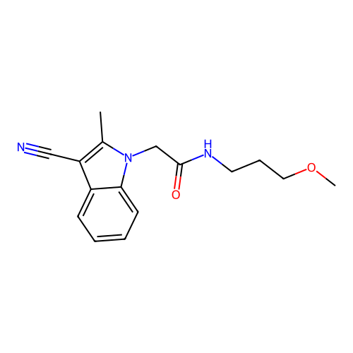 2-(3-cyano-2-methyl-1H-indol-1-yl)-N-(3-methoxypropyl)acetamide structure