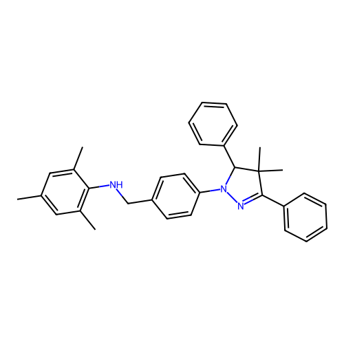 N-[[4-(4,4-dimethyl-3,5-diphenyl-3H-pyrazol-2-yl)phenyl]methyl]-2,4,6-trimethylaniline structure