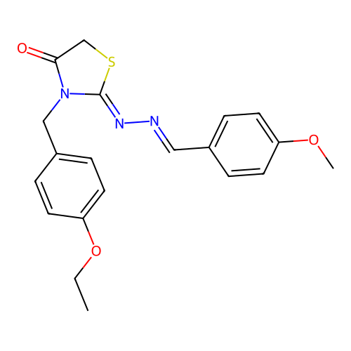 (Z)-3-(4-ethoxybenzyl)-2-((E)-(4-methoxybenzylidene)hydrazono)thiazolidin-4-one structure