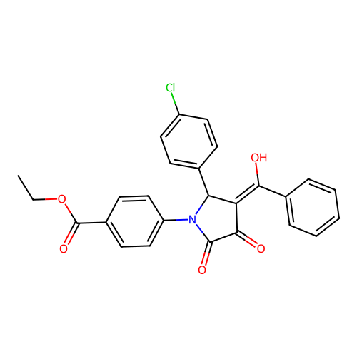 ethyl 4-[(3E)-2-(4-chlorophenyl)-3-[hydroxy(phenyl)methylidene]-4,5-dioxopyrrolidin-1-yl]benzoate structure