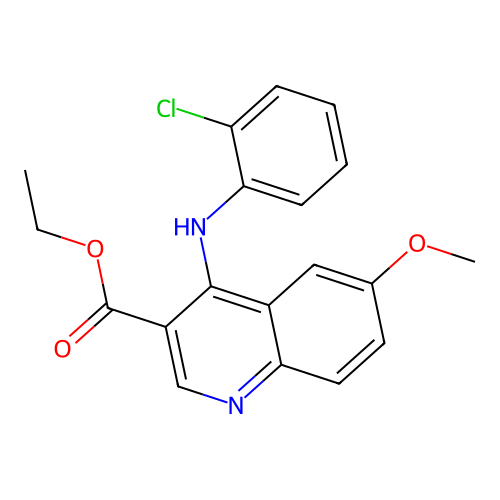 Ethyl 4-[(2-chlorophenyl)amino]-6-methoxyquinoline-3-carboxylate structure