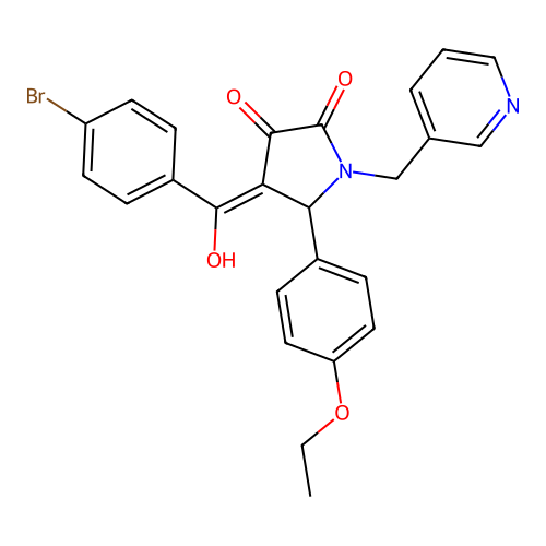 (4E)-4-[(4-bromophenyl)(hydroxy)methylidene]-5-(4-ethoxyphenyl)-1-(pyridin-3-ylmethyl)pyrrolidine-2,3-dione structure