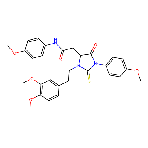 2-(3-(3,4-dimethoxyphenethyl)-1-(4-methoxyphenyl)-5-oxo-2-thioxoimidazolidin-4-yl)-N-(4-methoxyphenyl)acetamide structure