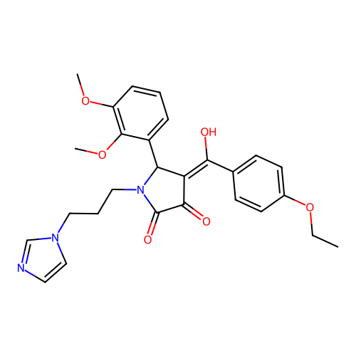 (4E)-5-(2,3-dimethoxyphenyl)-4-[(4-ethoxyphenyl)-hydroxymethylidene]-1-(3-imidazol-1-ylpropyl)pyrrolidine-2,3-dione structure