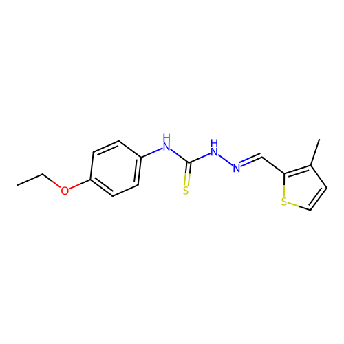1-(4-ethoxyphenyl)-3-[(E)-(3-methylthiophen-2-yl)methylideneamino]thiourea structure