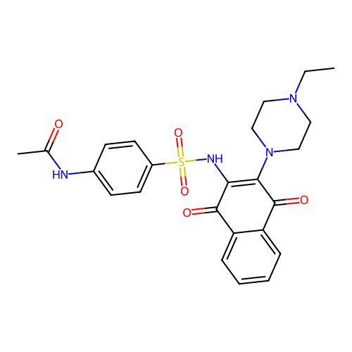 N-[4-[[3-(4-ethylpiperazin-1-yl)-1,4-dioxo-naphthalen-2-yl]sulfamoyl]phenyl]acetamide structure