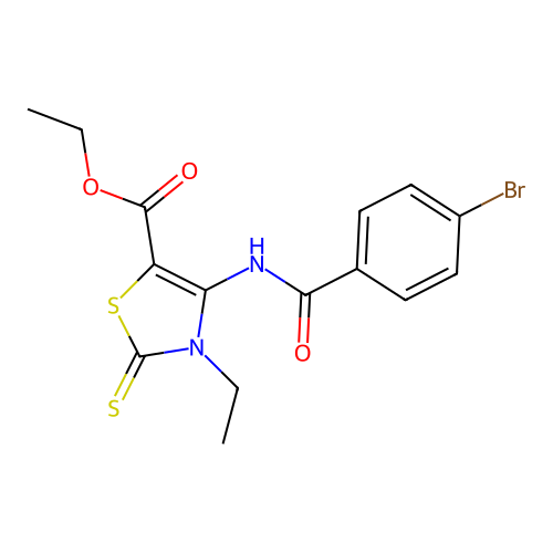 Ethyl 4-[(4-bromobenzoyl)amino]-3-ethyl-2-sulfanylidene-1,3-thiazole-5-carboxylate structure