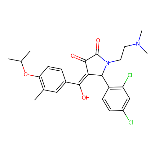 (4E)-5-(2,4-dichlorophenyl)-1-(2-dimethylaminoethyl)-4-[hydroxy-(3-methyl-4-propan-2-yloxyphenyl)methylidene]pyrrolidine-2,3-dione structure