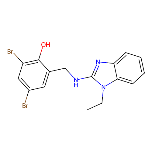 2,4-dibromo-6-{[(1-ethyl-1H-benzimidazol-2-yl)amino]methyl}phenol structure