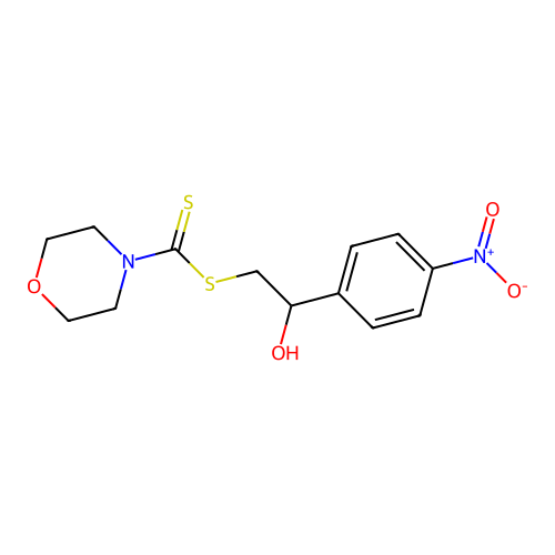 2-Hydroxy-2-(4-nitrophenyl)ethyl morpholine-4-carbodithioate structure