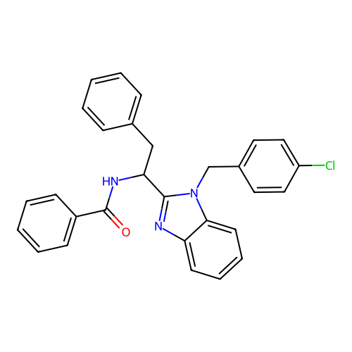 N-{1-[1-(4-chlorobenzyl)-1H-benzimidazol-2-yl]-2-phenylethyl}benzamide structure