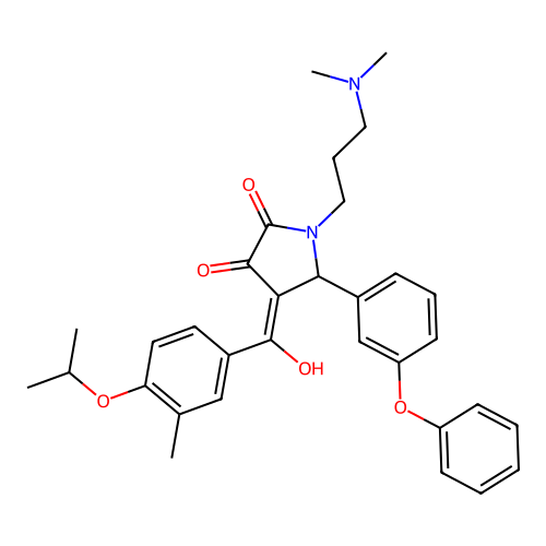 (4E)-1-[3-(dimethylamino)propyl]-4-[hydroxy-(3-methyl-4-propan-2-yloxyphenyl)methylidene]-5-(3-phenoxyphenyl)pyrrolidine-2,3-dione structure