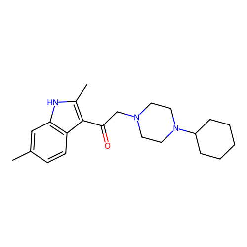 2-(4-cyclohexylpiperazin-1-yl)-1-(2,6-dimethyl-1H-indol-3-yl)ethanone structure
