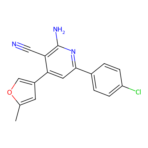 2-Amino-6-(4-chlorophenyl)-4-(5-methylfuran-3-yl)pyridine-3-carbonitrile structure