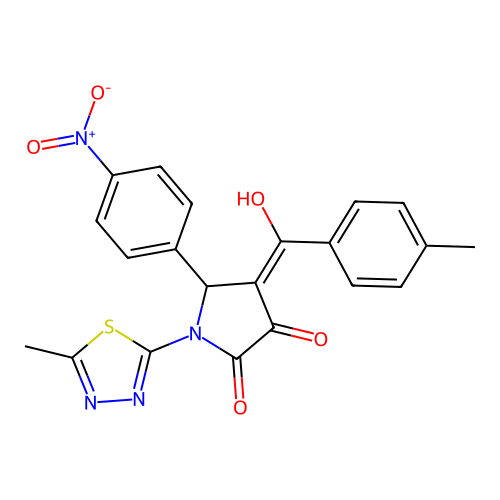 (4E)-4-[hydroxy(4-methylphenyl)methylidene]-1-(5-methyl-1,3,4-thiadiazol-2-yl)-5-(4-nitrophenyl)pyrrolidine-2,3-dione structure