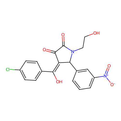 (4E)-4-[(4-chlorophenyl)(hydroxy)methylidene]-1-(2-hydroxyethyl)-5-(3-nitrophenyl)pyrrolidine-2,3-dione structure