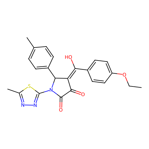 (4E)-4-[(4-ethoxyphenyl)(hydroxy)methylidene]-5-(4-methylphenyl)-1-(5-methyl-1,3,4-thiadiazol-2-yl)pyrrolidine-2,3-dione structure