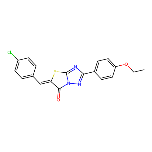 (Z)-5-(4-chlorobenzylidene)-2-(4-ethoxyphenyl)thiazolo[3,2-b][1,2,4]triazol-6(5H)-one structure