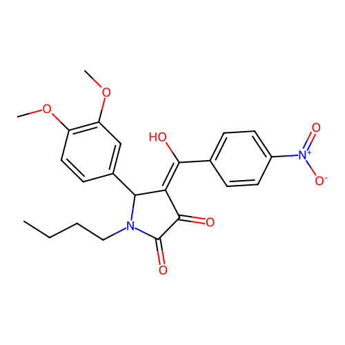 1-butyl-5-(3,4-dimethoxyphenyl)-3-hydroxy-4-(4-nitrobenzoyl)-1H-pyrrol-2(5H)-one structure