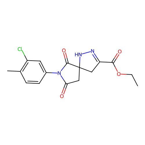 ethyl 7-(3-chloro-4-methylphenyl)-6,8-dioxo-1,2,7-triazaspiro[4.4]non-2-ene-3-carboxylate structure