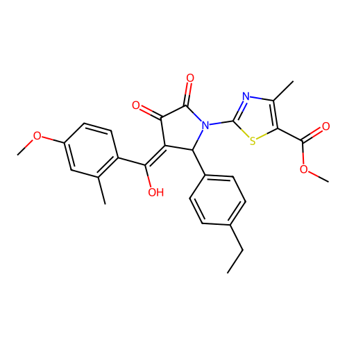 methyl 2-(2-(4-ethylphenyl)-4-hydroxy-3-(4-methoxy-2-methylbenzoyl)-5-oxo-2,5-dihydro-1H-pyrrol-1-yl)-4-methylthiazole-5-carboxylate structure