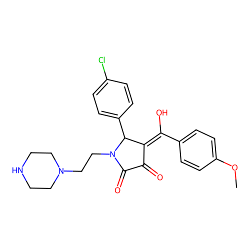 5-(4-chlorophenyl)-3-hydroxy-4-(4-methoxybenzoyl)-1-[2-(piperazin-1-yl)ethyl]-2,5-dihydro-1H-pyrrol-2-one structure