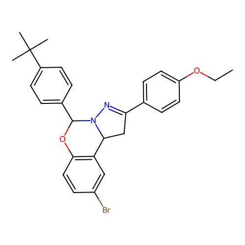 9-bromo-5-(4-tert-butylphenyl)-2-(4-ethoxyphenyl)-1,10b-dihydropyrazolo[1,5-c][1,3]benzoxazine structure