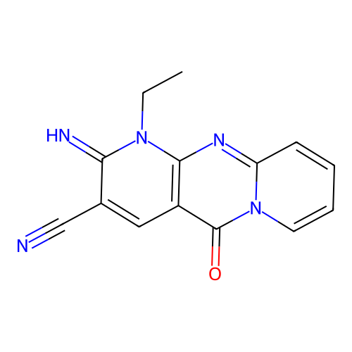 1-Ethyl-2-imino-5-oxo-1,5-dihydro-2H-dipyrido[1,2-A:2,3-D]pyrimidin-3-YL cyanide structure