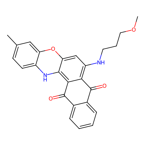 7-((3-methoxypropyl)amino)-3-methyl-8H-naphtho[2,3-a]phenoxazine-8,13(14H)-dione structure