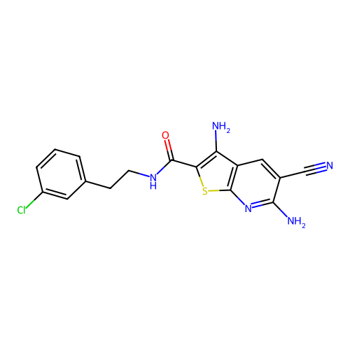 3,6-diamino-N-[2-(3-chlorophenyl)ethyl]-5-cyanothieno[2,3-b]pyridine-2-carboxamide structure