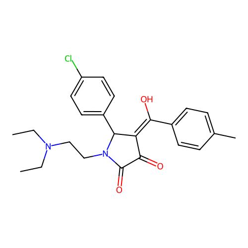 (4E)-5-(4-chlorophenyl)-1-(2-diethylaminoethyl)-4-[hydroxy-(4-methylphenyl)methylidene]pyrrolidine-2,3-dione structure