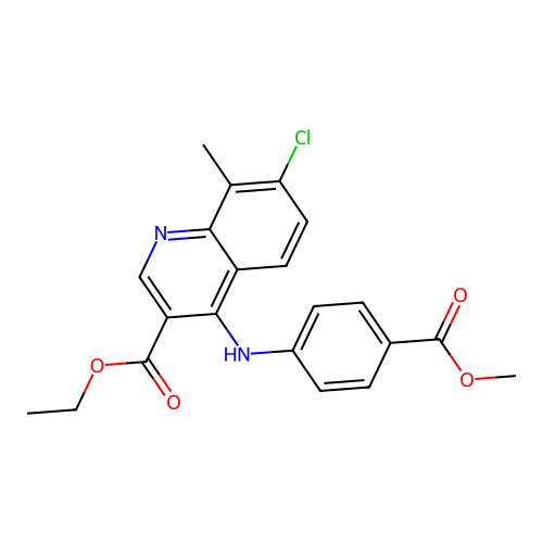 ethyl 7-chloro-4-{[4-(methoxycarbonyl)phenyl]amino}-8-methylquinoline-3-carboxylate structure