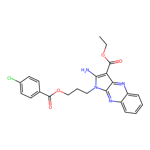 ethyl 2-amino-1-[3-(4-chlorobenzoyl)oxypropyl]pyrrolo[3,2-b]quinoxaline-3-carboxylate structure