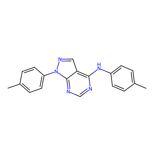 N,1-bis(4-methylphenyl)pyrazolo[3,4-d]pyrimidin-4-amine structure