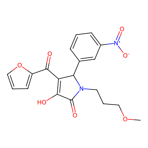 3-(furan-2-carbonyl)-4-hydroxy-1-(3-methoxypropyl)-2-(3-nitrophenyl)-2H-pyrrol-5-one structure