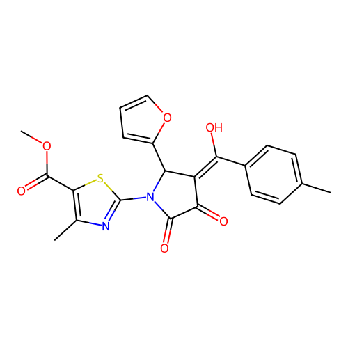2-[2-Furan-2-yl-4-hydroxy-3-(4-methyl-benzoyl)-5-oxo-2,5-dihydro-pyrrol-1-yl]-4-methyl-thiazole-5-carbo xylic acid methyl ester structure