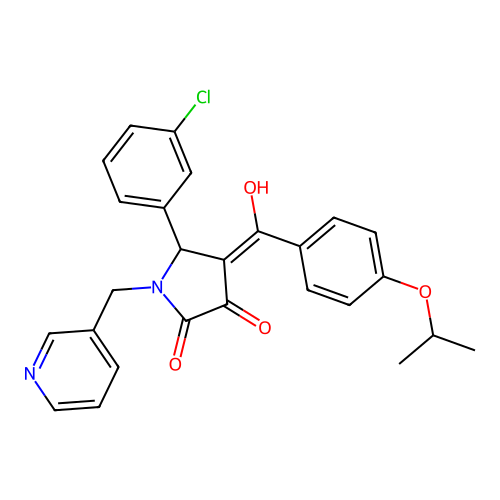 (4E)-5-(3-chlorophenyl)-4-[hydroxy-(4-propan-2-yloxyphenyl)methylidene]-1-(pyridin-3-ylmethyl)pyrrolidine-2,3-dione structure
