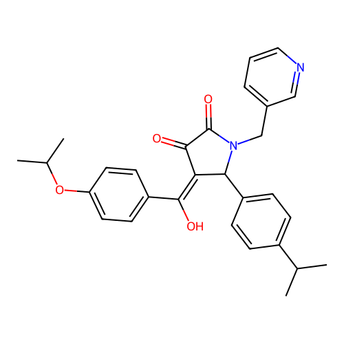 3-hydroxy-4-{[4-(propan-2-yloxy)phenyl]carbonyl}-5-[4-(propan-2-yl)phenyl]-1-(pyridin-3-ylmethyl)-1,5-dihydro-2H-pyrrol-2-one structure