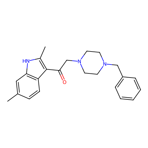 2-(4-benzylpiperazin-1-yl)-1-(2,6-dimethyl-1H-indol-3-yl)ethanone structure