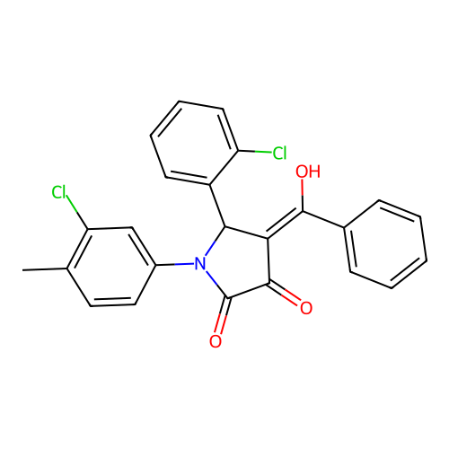 (4E)-1-(3-chloro-4-methylphenyl)-5-(2-chlorophenyl)-4-[hydroxy(phenyl)methylidene]pyrrolidine-2,3-dione structure