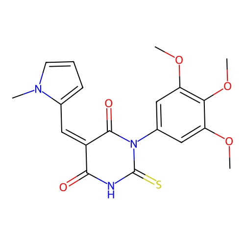 (5Z)-5-[(1-methyl-1H-pyrrol-2-yl)methylidene]-2-sulfanyl-1-(3,4,5-trimethoxyphenyl)pyrimidine-4,6(1H,5H)-dione structure