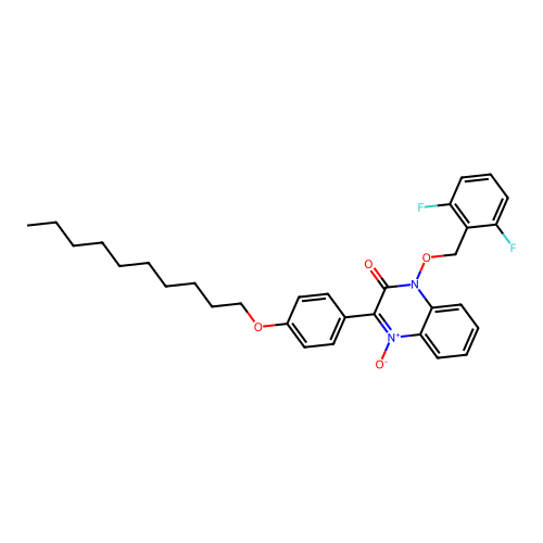 3-[4-(decyloxy)phenyl]-1-[(2,6-difluorobenzyl)oxy]quinoxalin-2(1H)-one 4-oxide structure