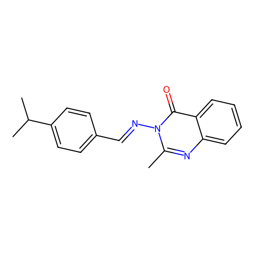 2-methyl-3-({(E)-[4-(propan-2-yl)phenyl]methylidene}amino)quinazolin-4(3H)-one structure