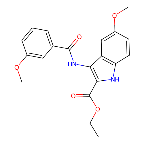 5-Methoxy-3-(3-methoxy-benzoylamino)-1H-indole-2-carboxylic acid ethyl ester structure