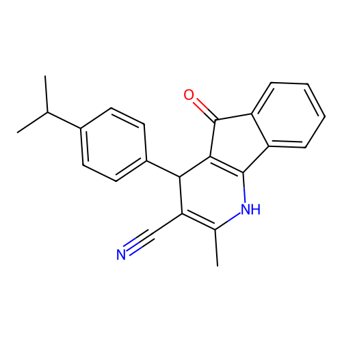 2-methyl-5-oxo-4-(4-propan-2-ylphenyl)-1,4-dihydroindeno[1,2-b]pyridine-3-carbonitrile structure