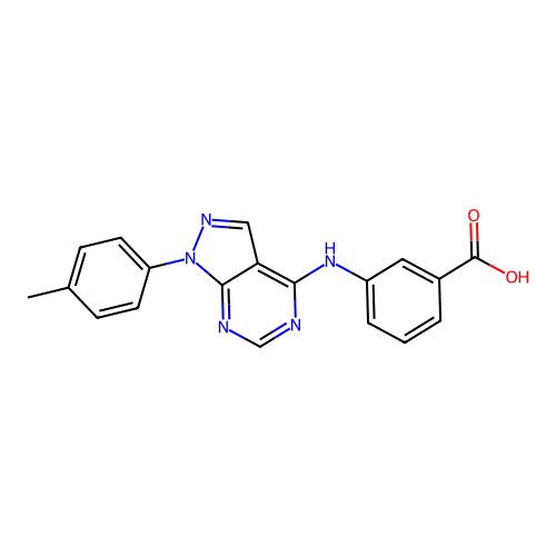 3-(1-p-Tolyl-1H-pyrazolo[3,4-d]pyrimidin-4-ylamino)-benzoic acid structure